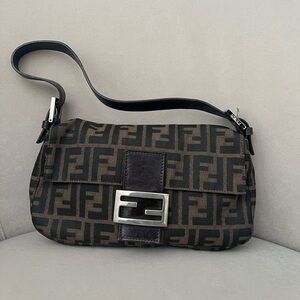Fendi Brown and Black Zucca Mamma Baguette